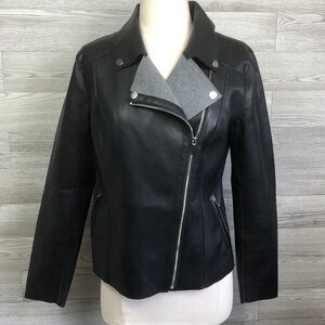 Bagatelle Vegan Leather Moto Jacket Small Black